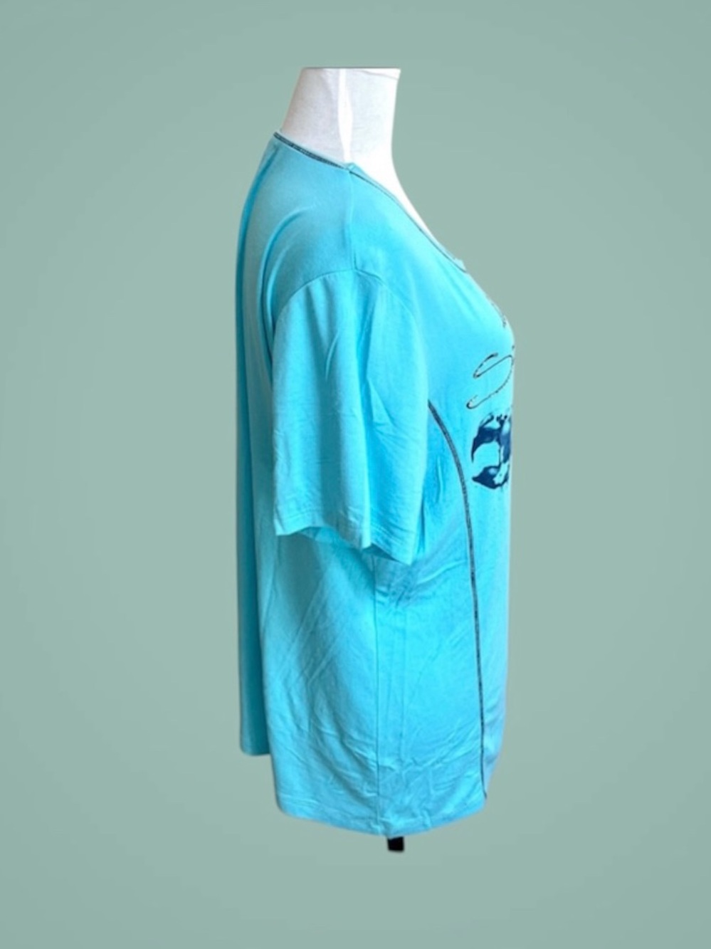 Anna Bella~T-Shirt Blouse-Size XL~Turquoise - Picture 2 of 8